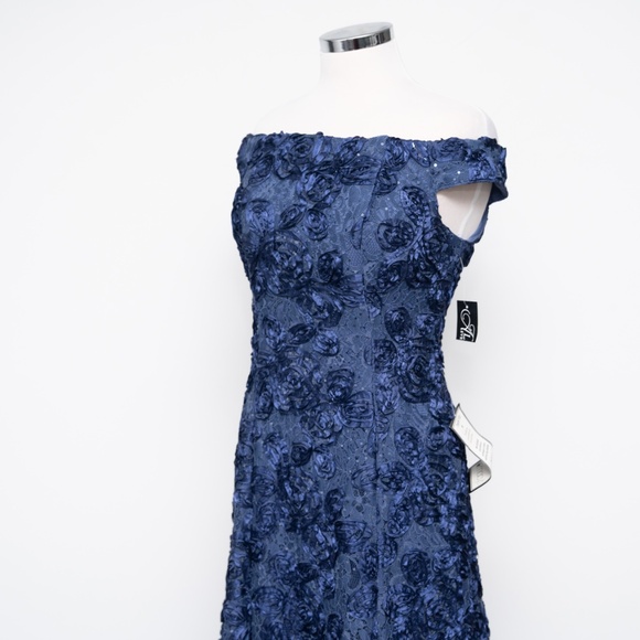 Alex Evenings - Off-The-Shoulder Sequined Lace Gown - Picture 10 of 14